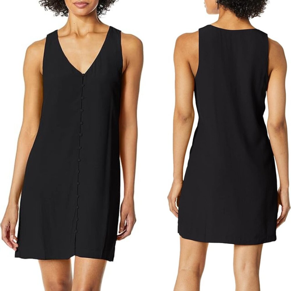 BB DAKOTA | NWT Black Sundower Crepe Button Front Sleeveless Dress | Size L